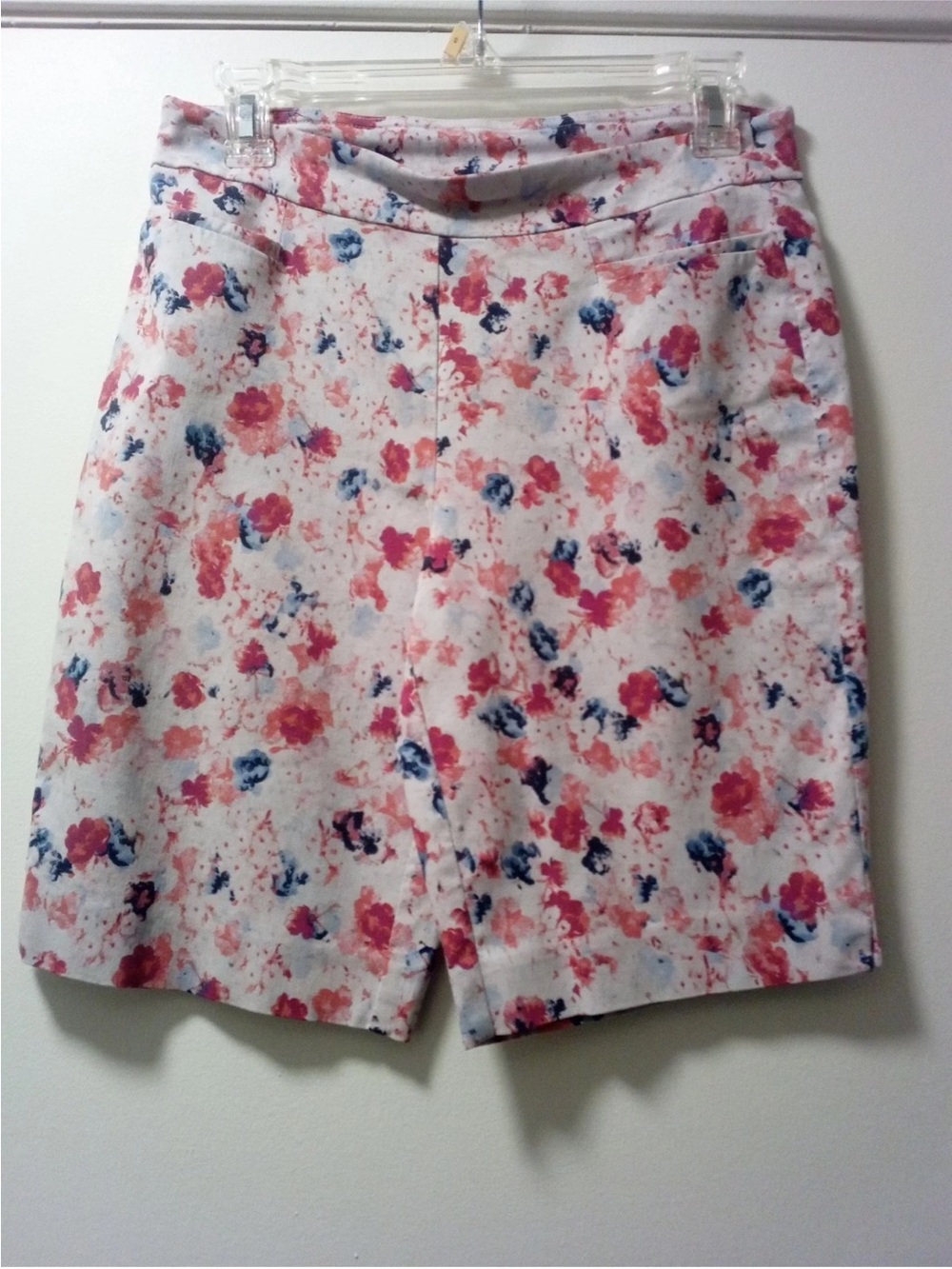 Time and Tru Pink and Blue Watercolor Floral Top